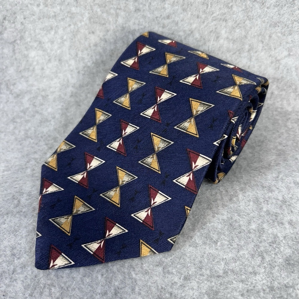 MACHADO George Machado Men's Necktie Blue Geometric Silk Tie 58 X 4